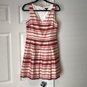 Pleated orange striped Ann Taylor dress